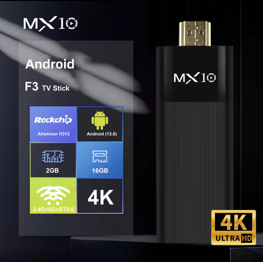 Ultra HD 4K Android TV Stick MX10-F3 Stick Mini Home TV Stick H313 Quad Core Support 2.4/5G Dual Wifi 2GB RAM 16GB ROM