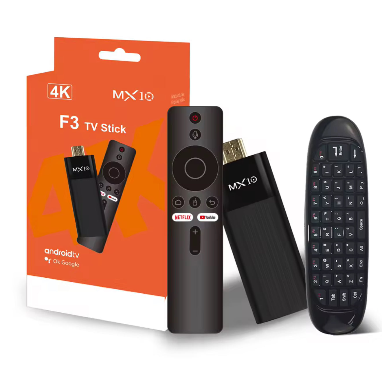 Ultra HD 4K Android TV Stick MX10-F3 Stick Mini Home TV Stick H313 Quad Core Support 2.4/5G Dual Wifi 2GB RAM 16GB ROM