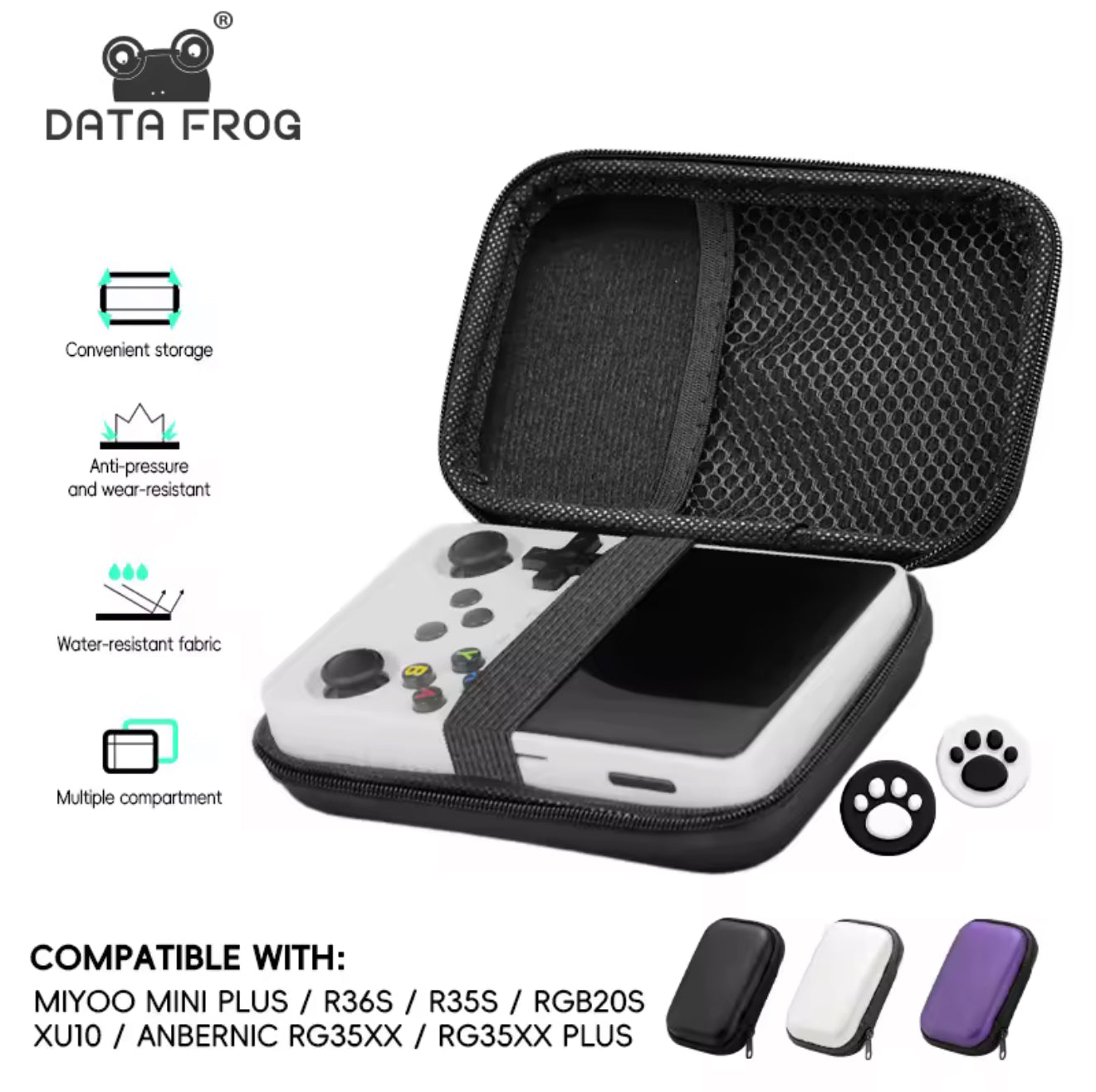 Data Frog for R36S Case Retro Video Game Bags EVA Cover Case for RG35XX R35S Miyoo Mini Plus Founded Protective Bag