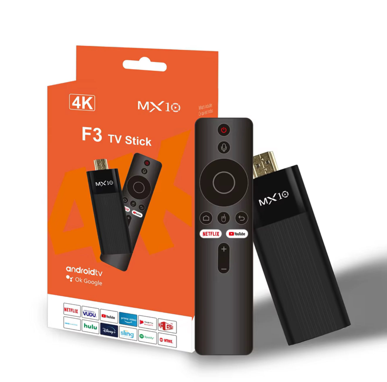 Ultra HD 4K Android TV Stick MX10-F3 Stick Mini Home TV Stick H313 Quad Core Support 2.4/5G Dual Wifi 2GB RAM 16GB ROM