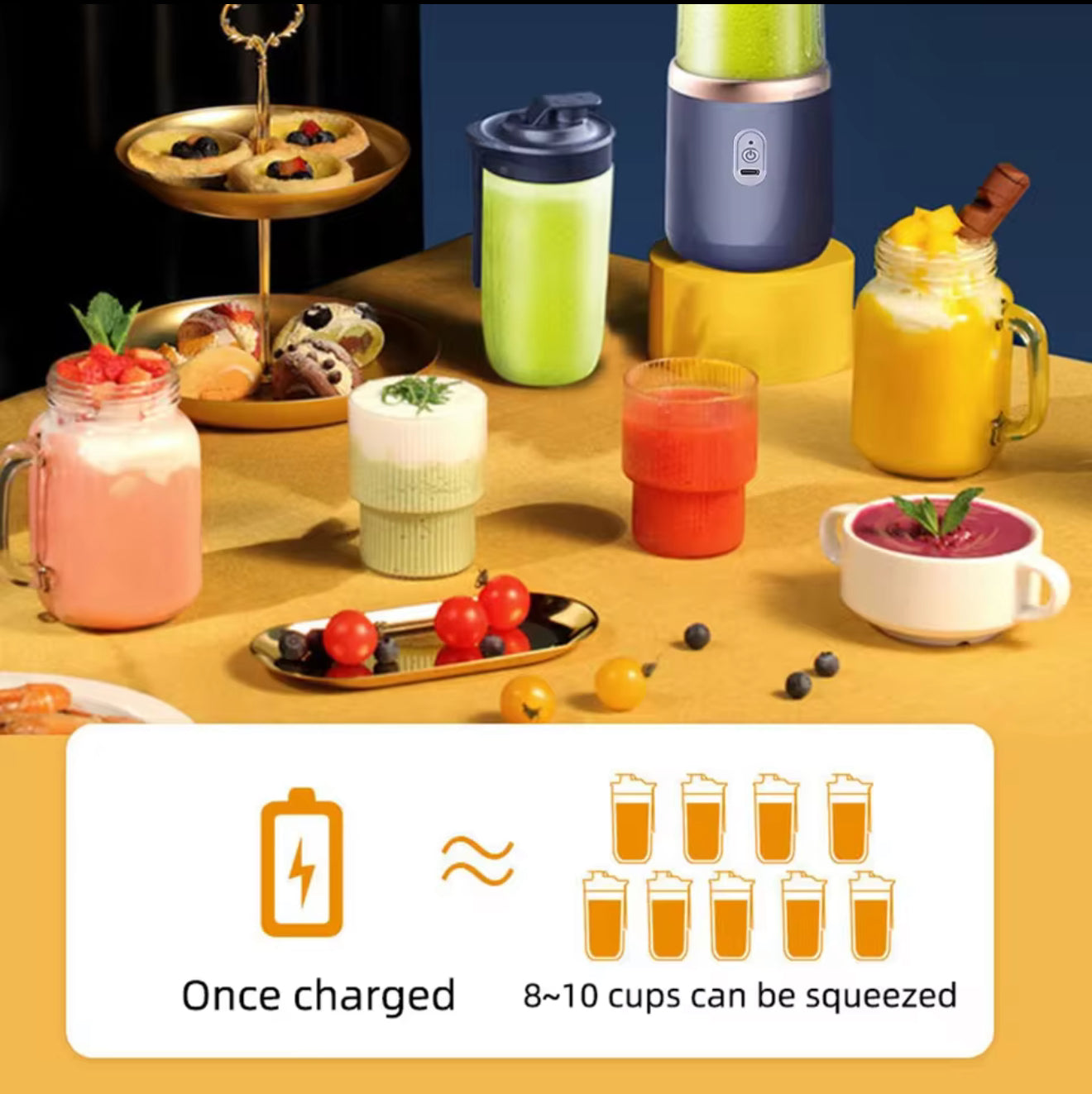 6 Blades Electric Juicer Cup 2 Cups For Travel Portable Juicer Mixer Usb Charge Fresh Fruit Juice Personal Blender Smoothie